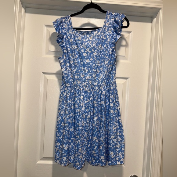 Blue Flutter Sleeve Casual Sundress - Picture 3 of 3